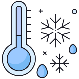 Thermometer and snowflakes