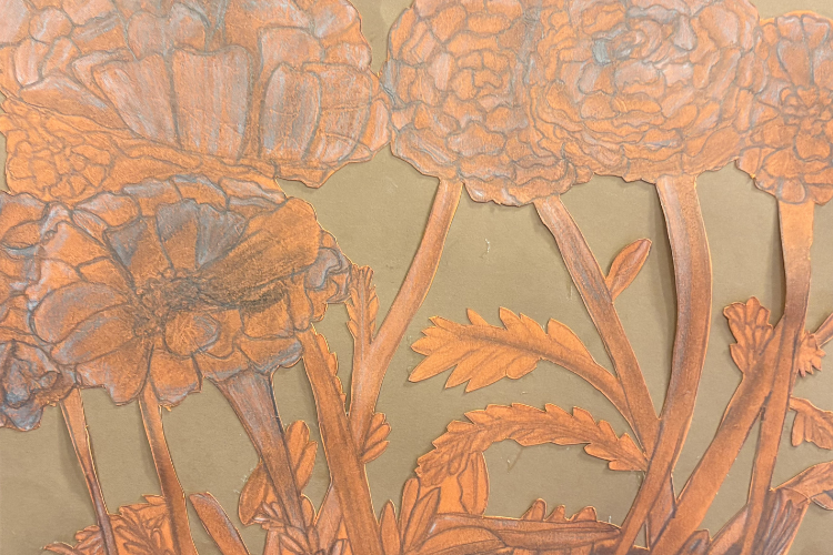 Three fall colored art pieces