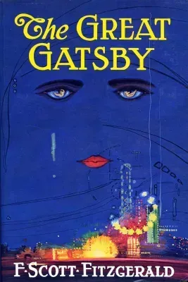 The Great Gatsby book cover blue face with eyes