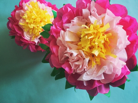 Colorful flowers made out of tissue paper