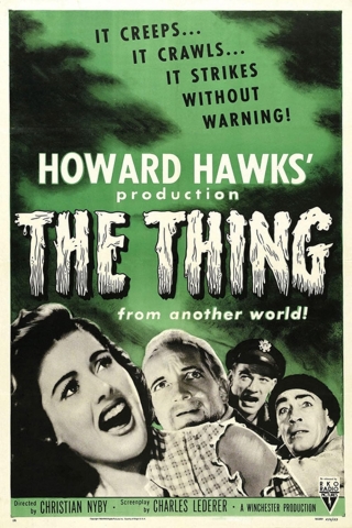 Green and black vintage film poster for The Thing From Another World