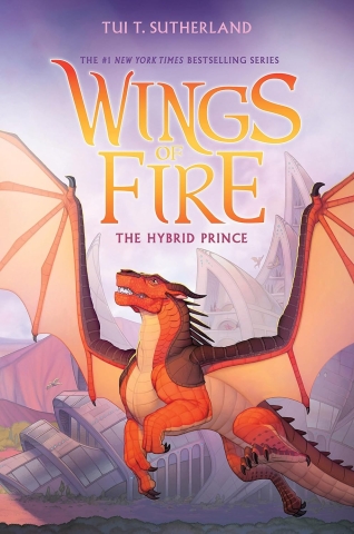 Book cover for a Wings of Fire Book with a orange dragon.