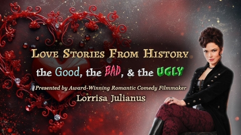 A photo of Lorrisa Julianus with the title of the program: "Love Stories From History"