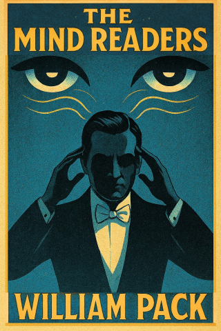 Poster depicting an old-fashioned mentalist with a pair of eyes looking down on him and the text "The Mind Readers"