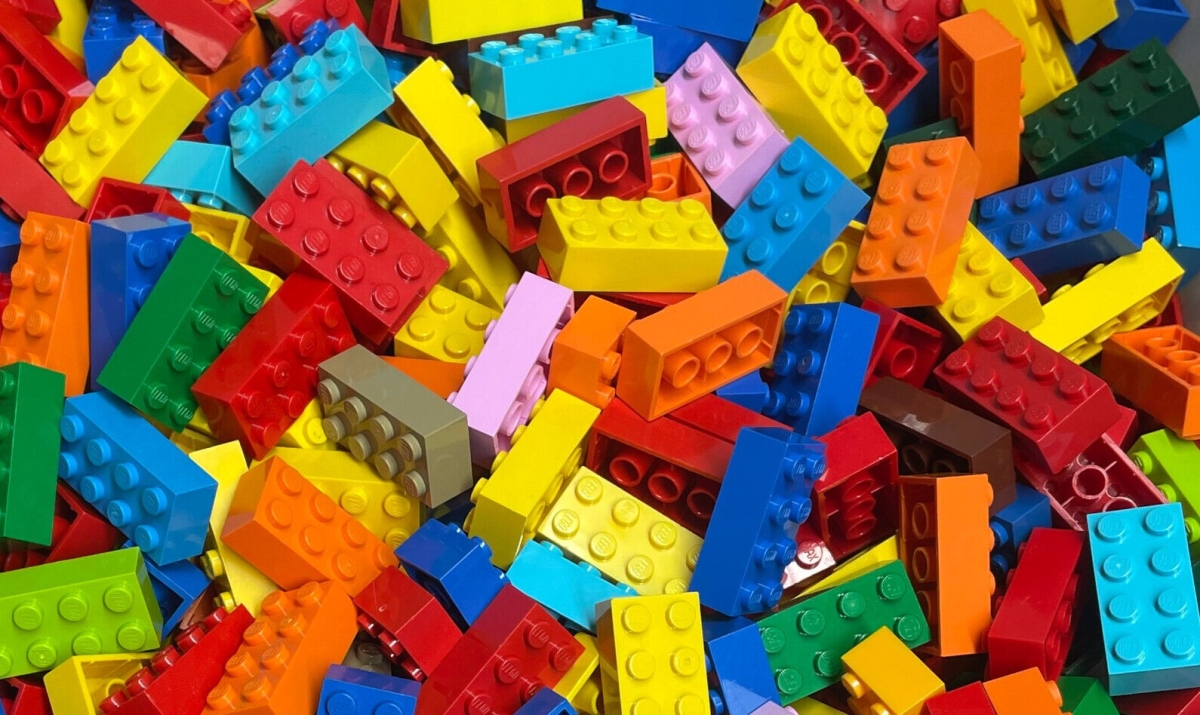 A pile of multi-colored legos.