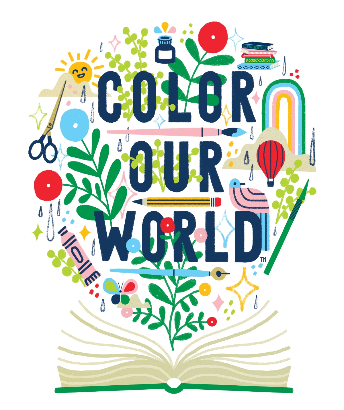 Book with colorful graphics coming out of it