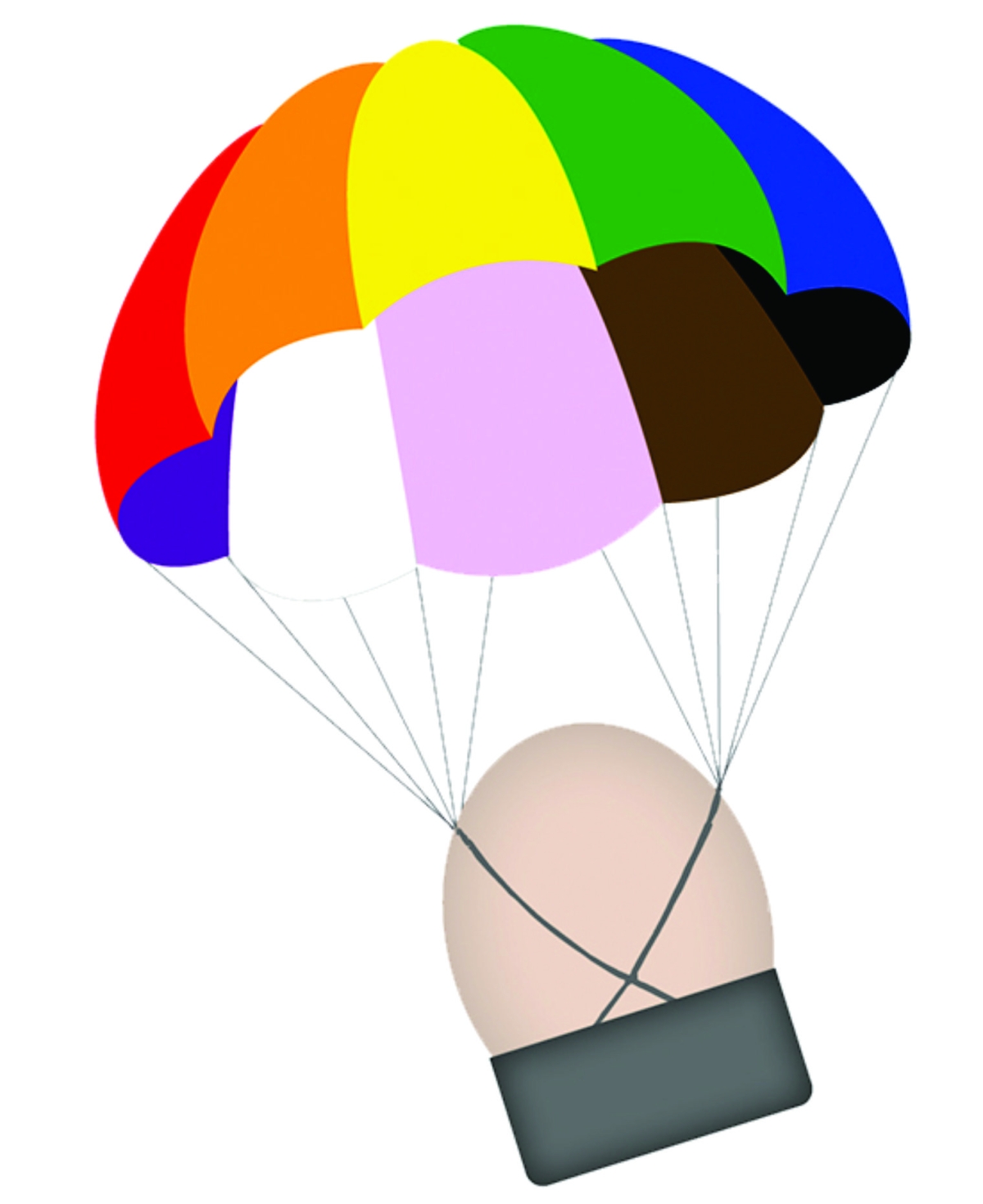 Graphic of egg in a colorful parachute