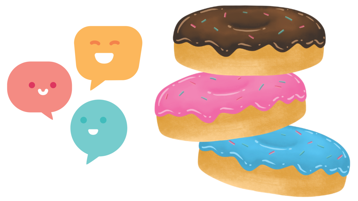 Colorful donuts and talking bubbles