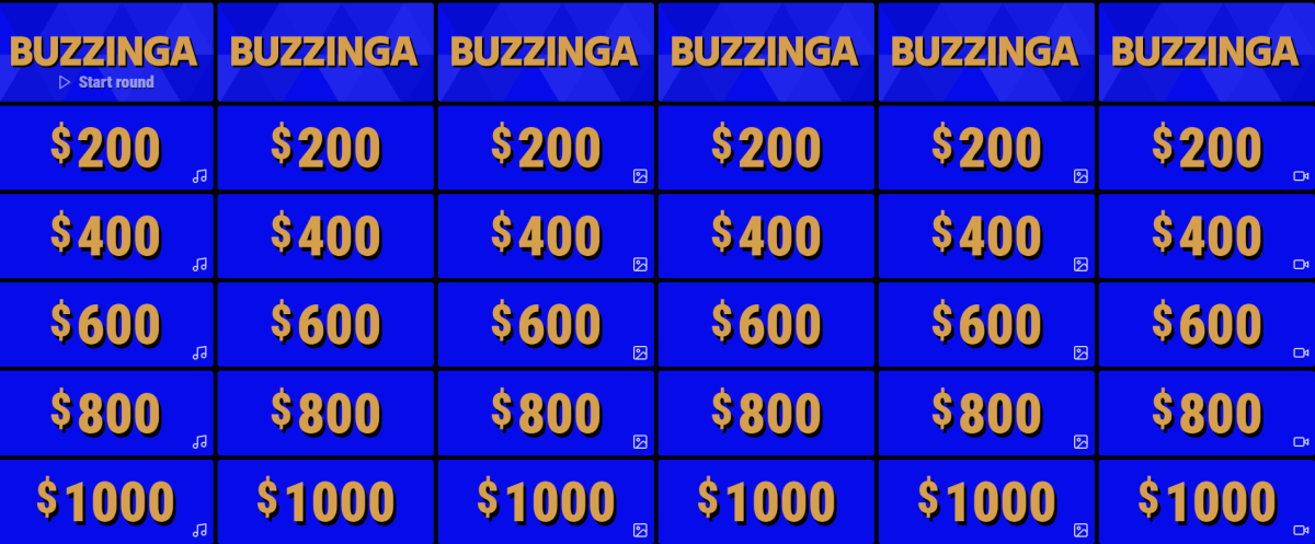Buzzinga game board