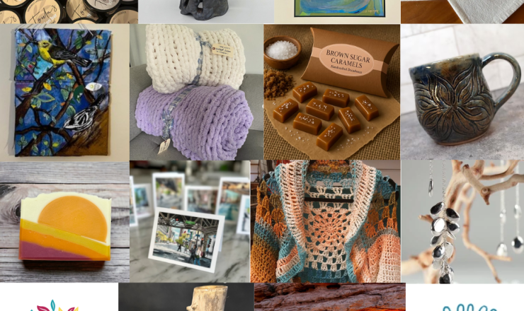 Collage showing various artistic products